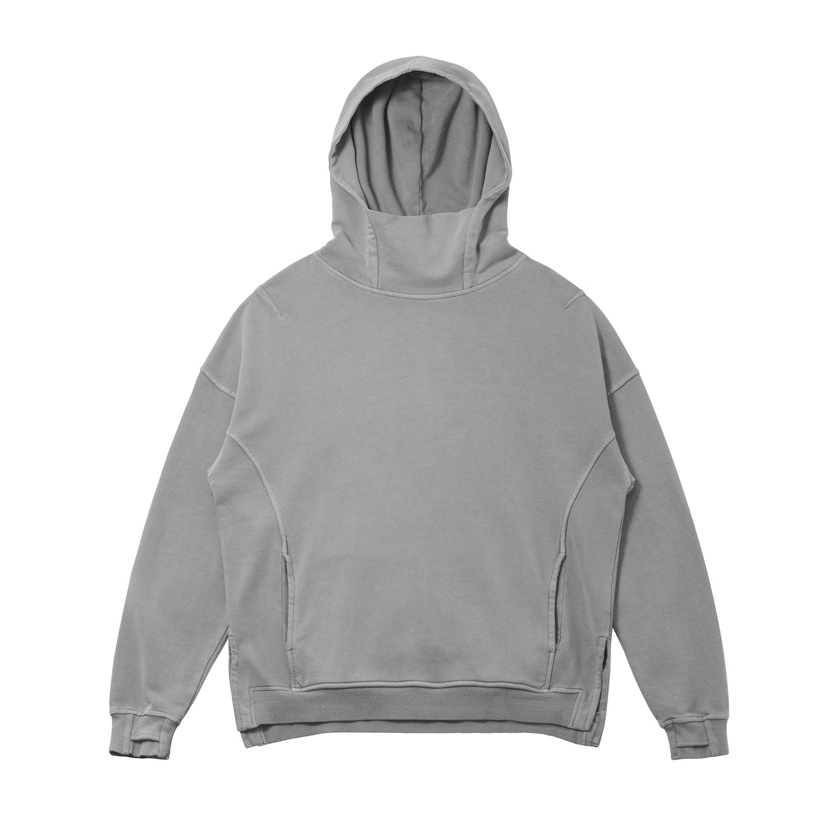 TY White Unisex Washed Slit Hem Turtleneck Hoodie