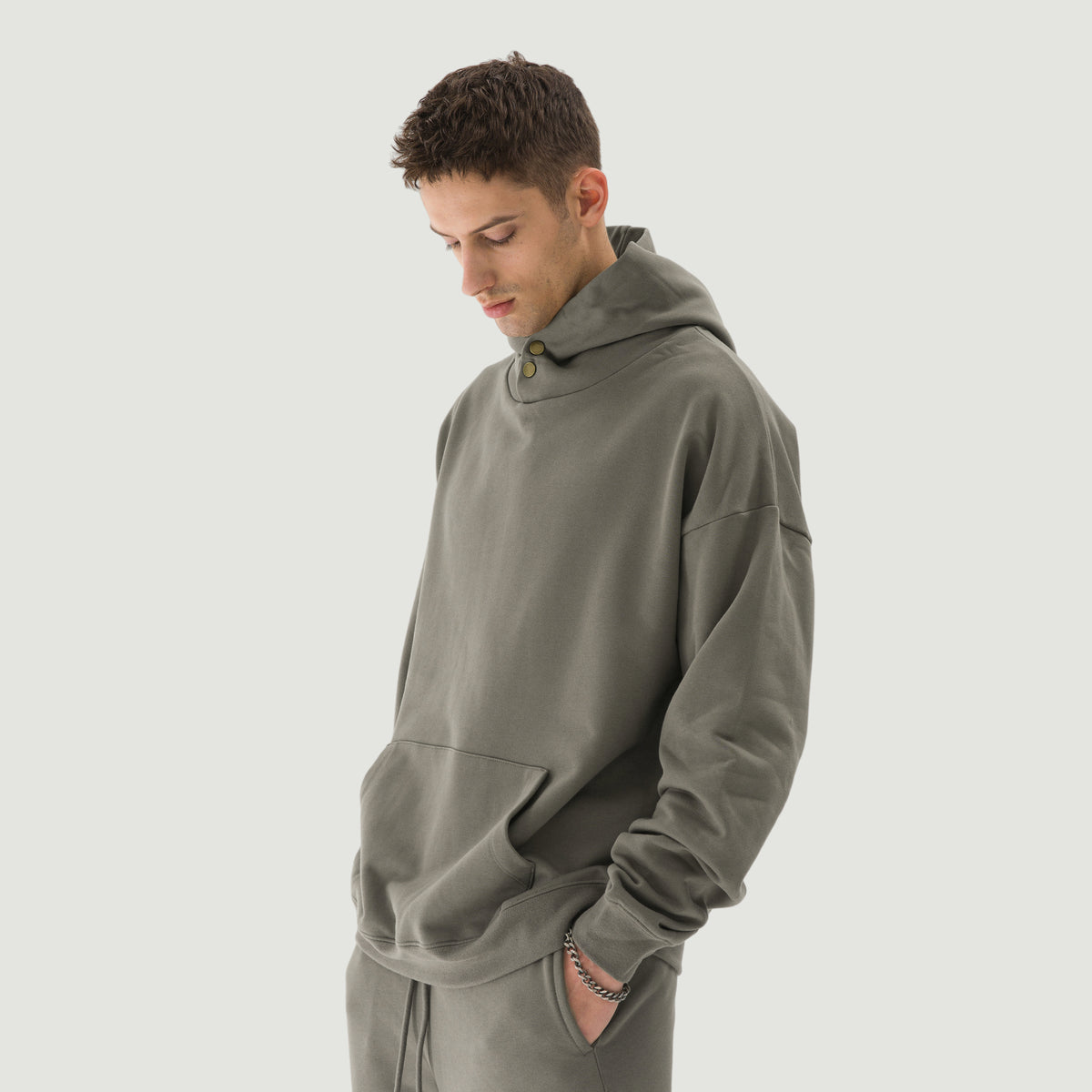 BTB Untyd Unisex Double Snap Brushed Fleece Hoodie